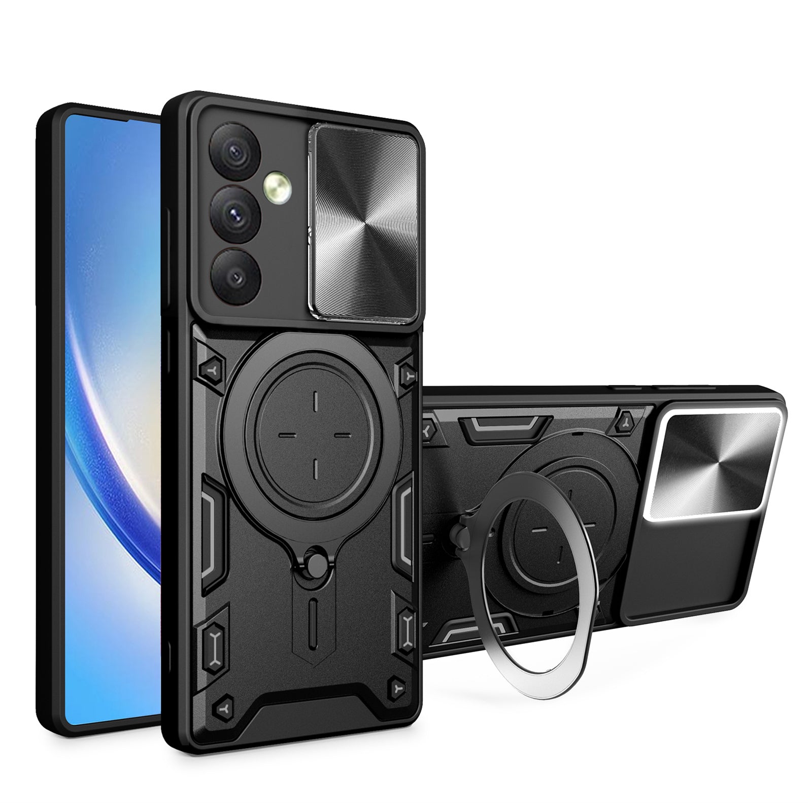 TPU PC Phone Case for Samsung Galaxy A34 5G Kickstand Shockproof Phone Shell with Slide Lens Cover TPU PC Phone Case for Samsung Galaxy A34 5G Kickstand Shockproof Phone Shell with Slide Lens Cover